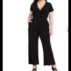 torrid Black Studio Knit Wide Leg Surplice Jumpsuit 12(0 torrid)